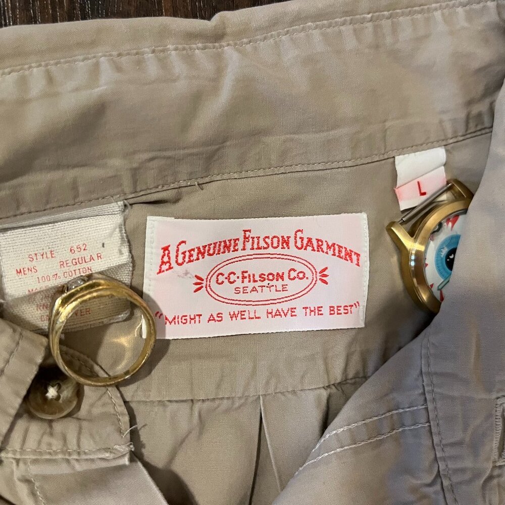 Vintage Style 652 Filson Tan Feather Cloth Button-Up Shirt - Made in USA